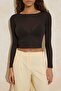 Brown Plain Regular Crew Neck Standard Sleeve Long Knitwear Look Knitted Blouse Twoss26Bz00240 - 3