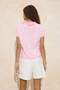 Pembe Polo Yaka Çizgili Triko Bluz TWOSS25BZ00183 - 4
