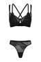 Black Lace/Tulle Cross-Tied Detail Capless Underwire Lingerie Set Thmss26Cc00013 - 5