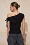 Black Fitted/Asymmetrical Neckline Sleeveless Soft Knitted Blouse Twoss26Bz00046 - 4