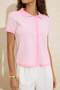 Pembe Polo Yaka Çizgili Triko Bluz TWOSS25BZ00183 - 3