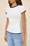 Ekru Fitted/Vücuda Oturan Kısa Kollu Biyeli Yumuşak Örme T-Shirt TWOSS26TS00056 - 3