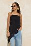 Siyah Asimetrik Kesim Dantel Party Bluz TPRSS26BZ00056 - 4