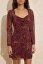 Çok Renkli Boho Chic Belden Açılan Kalp Yaka Aksesuar Detaylı Mini Tül Örme Elbise TWOSS26EL00108 - 4