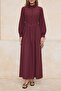 Bordo Prenses Bel Kesik Detaylı Pamuklu Maxi Dokuma Elbise TCTSS26EB00041 - 3
