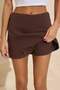 Brown Slit Detailed Denim Shorts Skirt Twoss26Sr00004 - 3