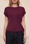 Mürdüm Relaxed/Rahat Kalıp Kayık Yaka Büzgülü Yumuşak Örme T-Shirt TWOSS26BZ00270 - 4