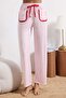Beyaz-Pembe Pamuklu Ekoseli Kalpli Şerit Detaylı Örme Pijama Takımı THMSS26PT00063 - 3