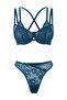 Petrol Lace/Tulle Cross Tie Detail Capless Underwire Lingerie Set Thmss26Cc00013 - 2