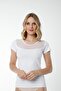 3-Piece Women's Cotton White Undershirt with Tulle Detail on the Chest & Comfortable Texture & Short Sleeves - 6