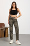 Women's Leopard Print High Waist Lycra Mom Jeans - 7