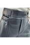 Plus Size Women's Leather-Look High Waist Pipe Leg Pants - 5