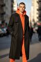 Black Front Buttoned Sleeve Trench Coat with Fence
