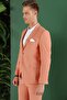 Slim Fit 100% Cotton Seersucker Fabric Coral Jacket C 647 - 5