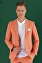Slim Fit 100% Cotton Seersucker Fabric Coral Jacket C 647