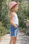 Girl's Denim Ripped Jeans Shorts, Laziz Blue Color - 3