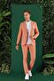 Slim Fit 100% Cotton Seersucker Fabric Coral Jacket C 647 - 4