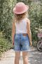Girl's Denim Ripped Jeans Shorts, Laziz Blue Color - 4