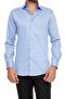 Men's Slim Fit Classic Collar Cotton Satin Long Sleeve Blue Shirt Gk 214