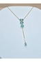 Turquoise Color Zircon Stone Chain Necklace - 4
