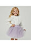 Silver Floral Printed Tulle Skirt - 2