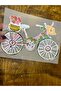 Iron-on floral bicycle transfer print edging for t-shirts, 20x14 cm.