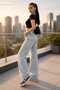 Avril Baggy Acid Wash Buckle Detail Loose Fit Wide Leg Casual Baggy Jean Denim Baggy Women's Pants - 2