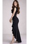 Women's Black Wrap Neckline Ruffled Skirt Prom Wedding Dress - 2