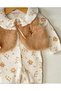 Plush Vest with Floral Pattern, Ribbed Stretchy Fabric, Snap Fasteners, Booties, Set of 2 Baby Girl Rompers - 4
