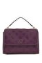 Women's Embossed Monogram Patterned Hand and Shoulder Bag - Plum