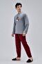 Mooncover Men's Snowman Embroidered Christmas Pajama Set – Couple Combination, Gray - 2