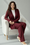 Stone Hijab Double Set N7176 Claret Red - 4
