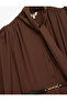 Regular Fit Belted Scarf Collar Mini Brown Women's Dress 6Wak80019Uw - 5