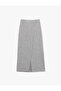 Comfortable Fit Midi Slit Anthracite Women's Skirt 6Wak10043Ek - 3