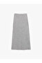 Comfortable Fit Midi Slit Anthracite Women's Skirt 6Wak10043Ek - 4