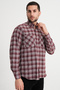 Men's Double Pocket Burgundy Winter Shirt Classic Cut Collar Buttoned - 5