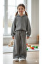 Gray Zipper-Front Hooded Cardigan Set, Ages 6–14