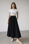Black Double Skirt with Elastic Waist and Pockets - 2