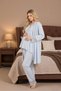 New Season Blue Lace Detailed Long Sleeve Stylish Design Maternity Pajama Set - 7