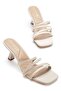Jolie Beige Women's Short Heeled Slippers - 3