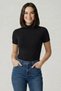 Women's Short Sleeve Half Turtleneck Black Bodysuit 2 Pieces - 3