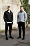 3-Piece Set Half-Zip Cotton Black&Gray Sweat-Cotton Black Sweatpants Set Bottom Top 3 - 2