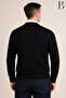 Winter V-Neck Fine Wool Black Dad Sweater - 3