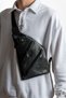 Black Genuine Leather Shoulder Strap Zipper Compartment Bag Bodybag - 8