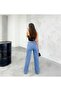 Ramrod Extra Super High Waist Light Blue Lycra Palazzo Wide Leg Jean Trousers - 4
