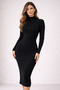 Turtleneck long sleeve below knee camisole pencil dress