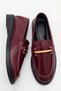 Women's Special Design Elegant Buckle Detailed Burgundy Patent Leather Loafer Shoes - 2