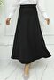 Women's Puff Scuba Elastic Waist Hijab Skirt - Black - 3