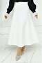 Women's Puff Scuba Elastic Waist Hijab Skirt - White - 3