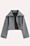 Women's Norra Wide Collar Zippered Short Coat Anthracite